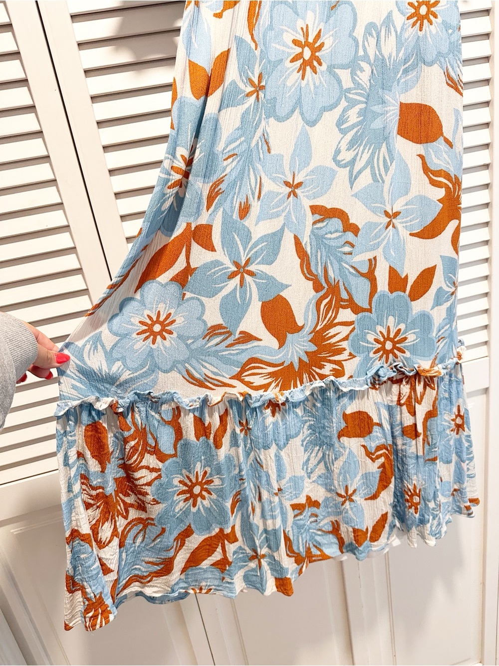 Vestique Hawaiian Escape Maxi Dress Blue Burnt Orange S - Picture 7 of 13